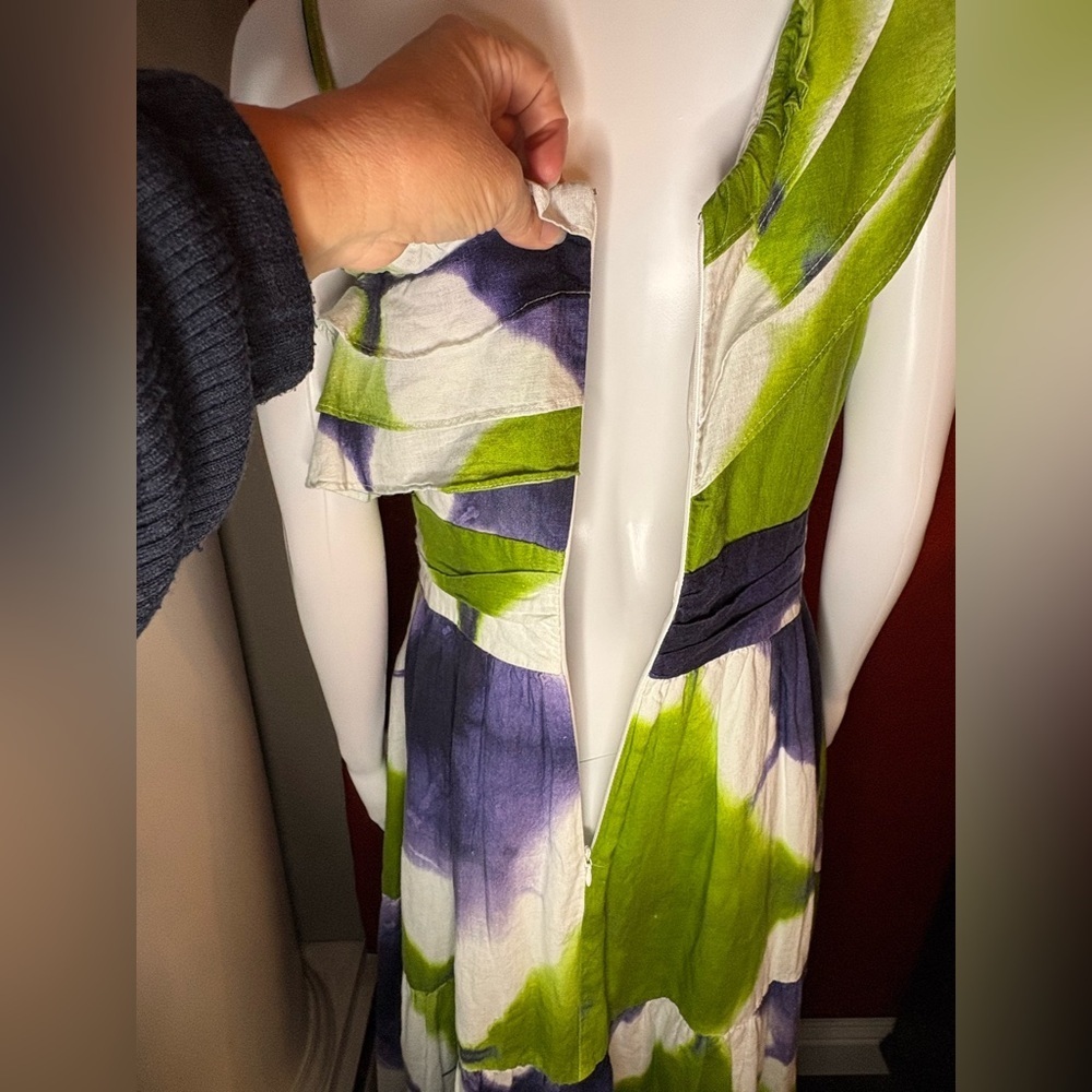 Busayo Collective One-Shoulder Tie-Dye Maxi Dress. Size 12 - Picture 5 of 10